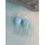 YoTreasure Larimar 925 Sterling Silver Fixed Earwire Chandelier Earrings Jewelry