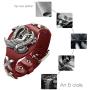 Gloalwin Jewellery Leather Bracelet for Men Genuine Leather Cuff Stainless Steel Adjustable Unisex Wristband (Red)