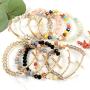 RIAH FASHION Religious Cross Bead Stacking Beaded Stretch Statement Bracelets - Inspirational Message Sparkly Crystal, Wood Bible Christian Prayer Bangle Set