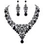 EVER FAITH Rhinestone Crystal Enamel Party Butterfly Teardrop Necklace Earrings Set