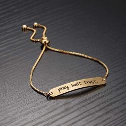 Hazado Pray Wait Trust Bracelet, Prayer Gift for Women, Christian Gift, Spiritual Gift, Religious Jewelry, Prayer Reminder Gift, Pray Always, Trust in God