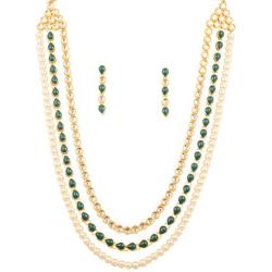 Touchstone Indian Bollywood Handcrafted Traditional Royal Mughal Kundan Polki Meenakari Enamel Colorful Wedding Designer Jewelry Long Necklace Set in Gold and Silver Tone for Women.