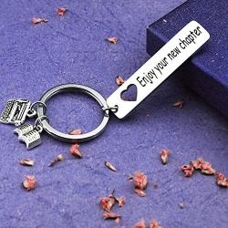 Bookworm Retirement Keychain Enjoy Your New Chapter New Beginnings Jewelry Librarian Teacher Gift(Enjoynew chapter-KR)