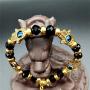Homelavie Lucky Bling Beads Bracelet Blue Evil Eye and Golden Hamsa Hand Stretch Bracelets Protection Amulet Bangles for Girl/Women