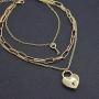 Yilanair Gold Heart Layer Necklace Jewelry with Lock Key Pendant Long Chain Padlock Choker Necklace for Girls