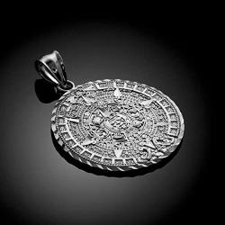 925 Sterling Silver Aztec Charm Mayan Calendar Pendant