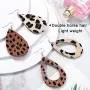 Hicarer 6 Pack Leopard Print Jewelry Set Include Multi-Layer Leopard Bracelet, Leopard Print Necklace and Faux Leather Teardrop Leopard Earrings for Women