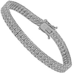 SHKA 2 Rows Tennis Bracelet 18K Women’s Bracelet CZ Bracelets with Sparking Cubic Zirconia