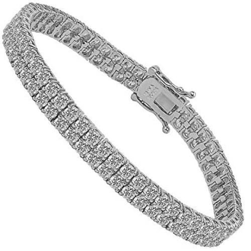 SHKA 2 Rows Tennis Bracelet 18K Women’s Bracelet CZ Bracelets with Sparking Cubic Zirconia