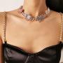 yfstyle Cuban Link Chain for Women Girls Chunky Rhinestone Hip Hop Necklace Iced Out Butterfly Choker Gold Plated Rappers Necklaces Valentine’s Day Gift for Girlfriend