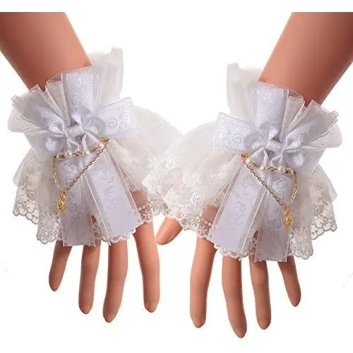 BLESSUME Lolita Lace Cuffs Steampunk Wrist Cuff Bracelet (White 10(1pr)) BLESSUME Lolita Lace Cuffs Steampunk Wrist Cuff Bracelet (White 10(1pr))