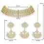 Aheli Bollywood Style Faux Kundan Beaded Choker Necklace Dangle Earrings Maang Tikka Indian Jewellery Set for Women