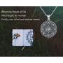 Friggem Sterling Silver Mandala Necklace,Flower of Life Pendant Necklace for Teen Girls Gift for Women,3D Blooming Black Mandala Pendant Chain 18'',Vintage Viking Necklace Jewelry with Fine Gift Box