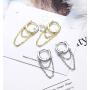 Tassel Chain Drop Dangle Small Hoop Earrings for Women Girls Men Chain Dangle Korean Kpop Hinged Hoop Earrings