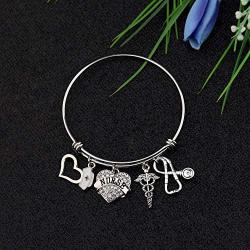 CYTING Nurse Bracelet Nurse Hat Medical Caduceus Stethoscope Charms Bracelet Nurse Jewelry Nursing Graduation Gift Nurse Appreciation Gift
