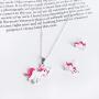 Hicdaw 5 Pcs Jewelry Set for Unicorn Gift for Girls Included Friendship Bracelet Cute Stud Earrings Storage Bag Necklace