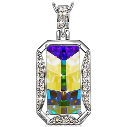 Kate Lynn Women for Women ✦Iridescent Meteors✦ Aurora Borealis Pendant Necklaces with Crystals from Austria Jewelry Gifts for Her 18+2'' with Gift Box