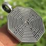 Medieval France Jewelry Octagonal Arras Amiens Labyrinth Maze of Chartres Cathedral Protection Amulet Symbol of Life Pewter Mens Womens Pendant Necklace Charm for Men Women Unisex Silver Ball Chain