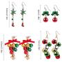 Christmas Jingle Bell Earrings,Kapmore 4 Pairs Christmas Earring Set Costume Jewelry Gift for Women Girls Cute Festive Xmas Drop Dangle Earrings Festive Holiday Birthday Party Gift