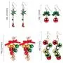 Christmas Jingle Bell Earrings,Kapmore 4 Pairs Christmas Earring Set Costume Jewelry Gift for Women Girls Cute Festive Xmas Drop Dangle Earrings Festive Holiday Birthday Party Gift