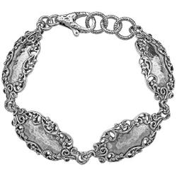 925 Sterling Silver Lace Station Bracelet by Paz Creations Fine Jewelry, Made in Israel