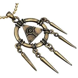 Anime Manga Gaming Jewelry Yugioh Yu-Gi-Oh! Millenium Ring illuminati Evil Eye Pewter Brass plated Boys Mens Pendant Necklace Charm Protection Amulet Medallion for boys men w Brass Ball Chain