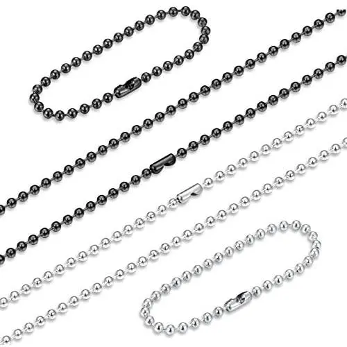 ORAZIO 2PCS Stainless Steel Military Dog Tag Ball Chain Necklace for Men Women 2.4mm Bead Chain Set with Connector Silver Tone Black 20-30 Inches ORAZIO 2PCS Stainless Steel Military Dog Tag Ball Chain Necklace for Men Women 2.4mm Bead Chain Set with Connector Silver Tone Black 20-30 Inches