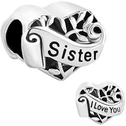 CharmSStory Grandma/Wife/Sister/Niece/Aunt Heart I Love You Beads for Bracelets