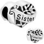CharmSStory Grandma/Wife/Sister/Niece/Aunt Heart I Love You Beads for Bracelets