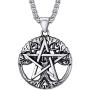 U7 Pentagram Necklace Stainless Steel Chain Ancient Talisman Amulet Symbol Jewelry Magic Power Pentacle Pendant for Men Women, Custom Engravable