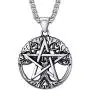 U7 Pentagram Necklace Stainless Steel Chain Ancient Talisman Amulet Symbol Jewelry Magic Power Pentacle Pendant for Men Women, Custom Engravable