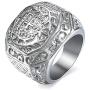 Trendsmax 316L Stainless Steel Signet Ring for Men Boys Carved Cross Crown Silver Tone Finger Ring Gothic Cool Size 8-13