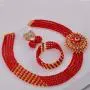 aczuv 5 Rows Nigerian Beads Jewelry Set African Beads Necklace Wedding Party Jewelry Sets