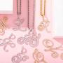 GUCY Large Initial Pendant Necklace Women Gold Silver Cubic Zirconia Big Letter Pendant Necklace Stainless Steel Rope Chain