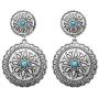 Rosemarie & Jubalee Womens Western Double Concho Style Semi Precious Howlite Stone Drop Statement Post Earrings, 3''