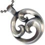 Tribal Surfer Maori Hawaiian Polynesian Jewelry Triple Koru Protection Amulet peace-tranquillity-personal growth-positive change-awakening Pewter Mens Pendant Necklace Charm for men Silver Ball Chain