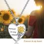 Sunflower Urn Pendant Necklace for Ashes,Sterling Silver Cremation Jewelry Forever in My Heart Memorial Keepsake Necklace Gifts