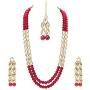 Aheli Bollywood Party Wear Long Beaded Necklace Set with Maang Tikka Indian Ethnic Jewellery for Women