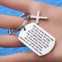 WUSUANED Christian Keychain May You Always Feel As Close to Jesus As You Do Today Cross Charm Keychain Religious Jewelry Christening Baptism Gift