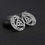 VASSAGO Stainless Steel Triquetra Celtic Knot Symbol Crescent Moon Earrings Circle Charm Drop Dangle Earring for Women Girls Jewelry Gifts