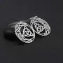 VASSAGO Stainless Steel Triquetra Celtic Knot Symbol Crescent Moon Earrings Circle Charm Drop Dangle Earring for Women Girls Jewelry Gifts