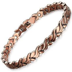 RainSo Womens Pure Copper Magnetic Therapy Bracelets for Arthritis Wristband with 3 Smarter Buckle Adjustable