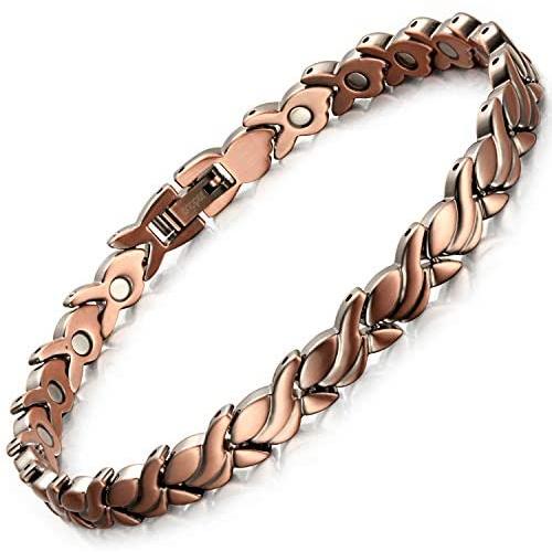 RainSo Womens Pure Copper Magnetic Therapy Bracelets for Arthritis Wristband with 3 Smarter Buckle Adjustable