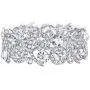 EVER FAITH Womens Clear Crystal Stunning Hollow Floral Wedding Bride, Bridesmaid Stretch Bracelet