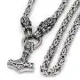 GuoShuang Men Stainless Steel Nordic Viking Wolf Head with Thor Hammer Pendant Necklace with King Chain GuoShuang Men Stainless Steel Nordic Viking Wolf Head with Thor Hammer Pendant Necklace with King Chain