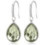 Gem Stone King 925 Sterling Silver Green Prasiolite Pendant Earrings Set 19.50 Cttw Pear Shape 16X12MM with 18 Inch Silver Chain
