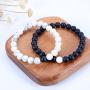 Cherry Tree Collection Couples Distance Bracelets | His and Hers | Gemstone Beaded Stretch Bracelets 8mm Round Beads | Multiple Sizes