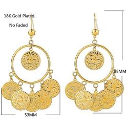 Islam Muslim Ancient Coins Earrings Gold Color Arab Money Sign Turkish Earring Middle Eastern Oman Jewelry