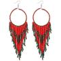 Women Fashion Long Tassel Ethnic Hippie Native Earthy Boho Bohemian Style Handmade Seed Beads Statement Drop and Dangle Earrings