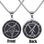 Elfasio Inverted Pentagram Baphomet Goat Necklace for Men Sigil of Lucifer Satan Satanic Samael Lilith Symbol Both Sided Stainless Steel Pendant Chain, Black Red